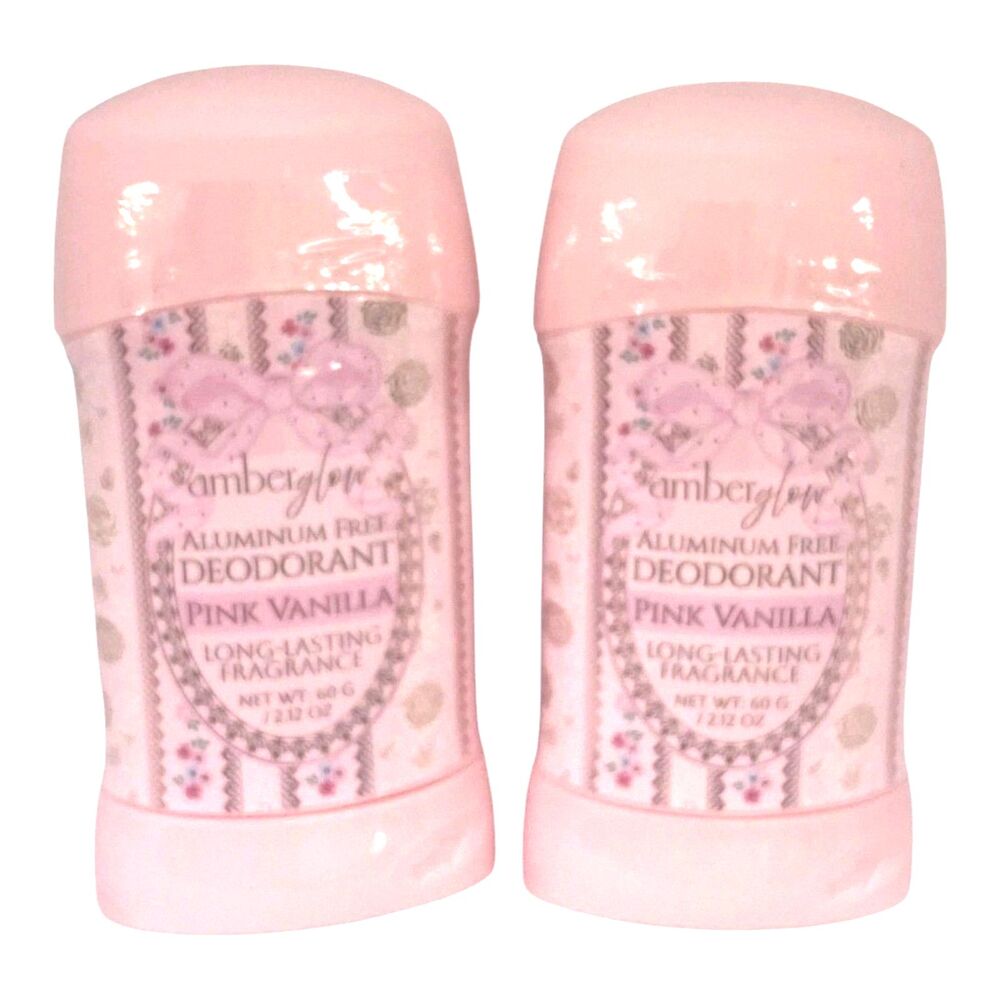 2X Amber Glow Pink Vanilla Aluminum-Free Viral Deodorant Set Of Two New
